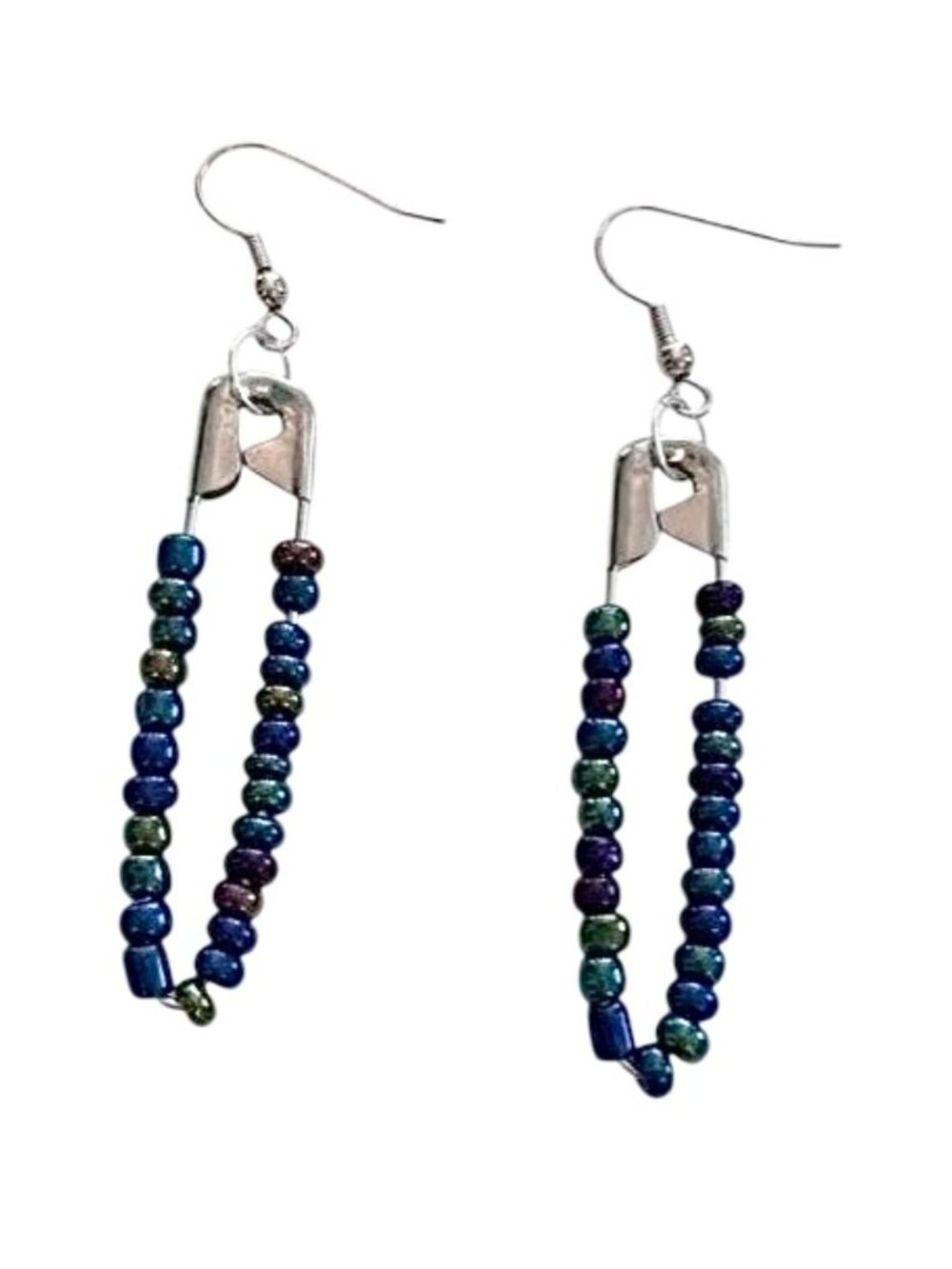 Handmade Beaded Safety Pin Earrings